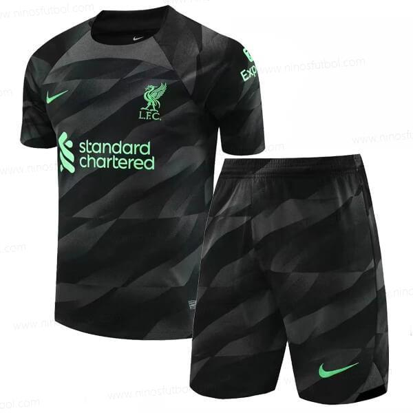 Camiseta Liverpool Negro Goalkeeper Niños Kit de Fútbol 23/24