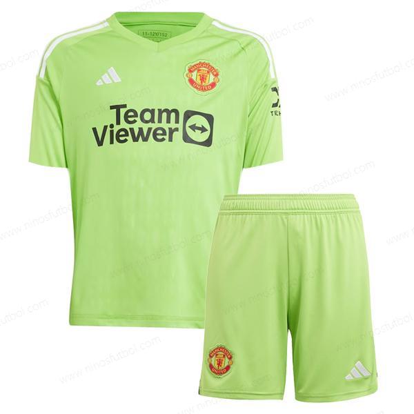 Camiseta Manchester United Primera Goalkeeper Niños Kit de Fútbol 23/24